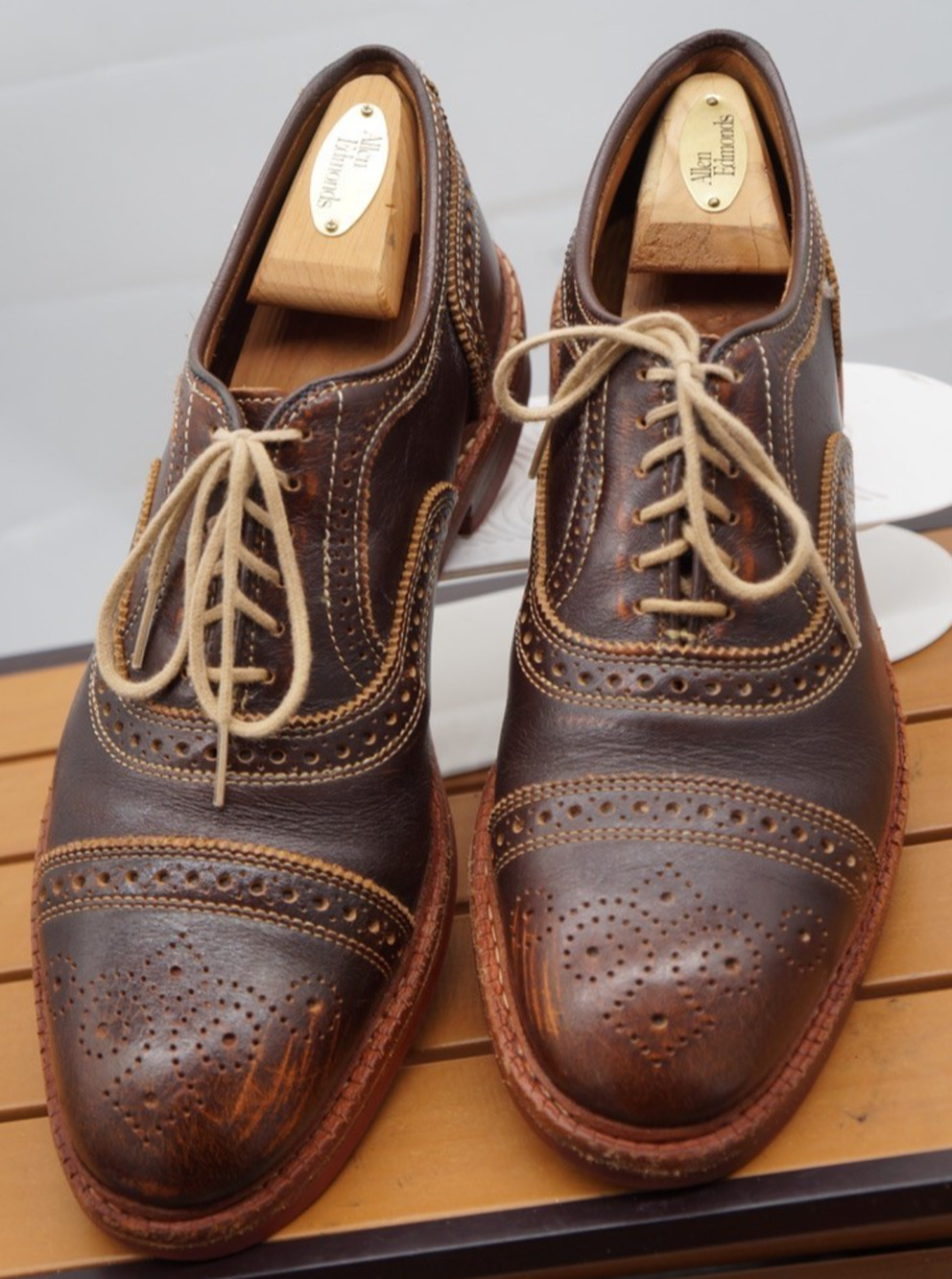 Allen Edmonds STRANDMOK Cap Toe Oxford Shoes w Dainite Rubber Sole Mens 10 D